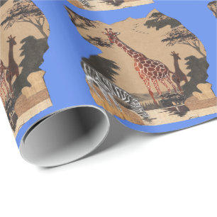 Oeganda Wildlife Kaart Kunstprint Cadeaupapier