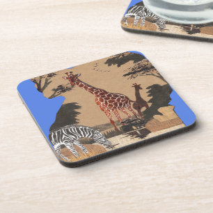 Oeganda Wildlife Kaart Kunstprint Drankjes Onderzetter