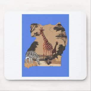 Oeganda Wildlife Kaart Kunstprint Muismat