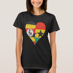 Oegandan Ghanaian Flag Heart T-shirt