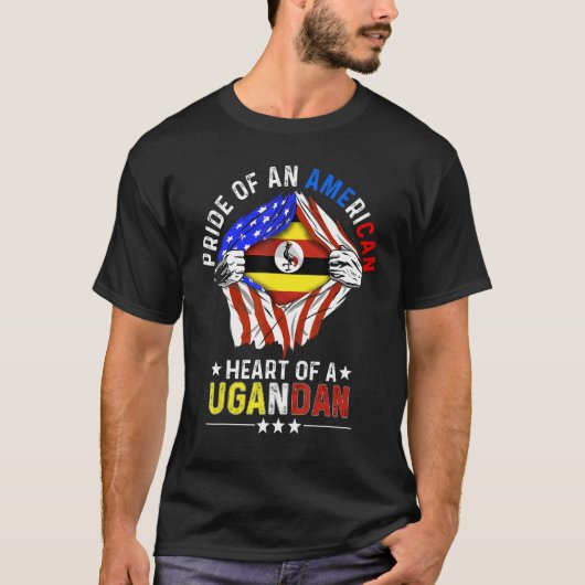 Oegandese Amerikaans Pride Buitenlandse Land Uga T-shirt (Voorkant)