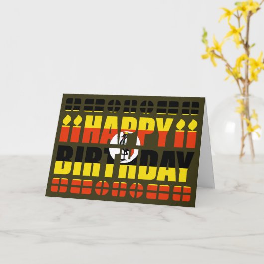 Oegandese vlag Verjaardag Kaart (Gele Bloem)