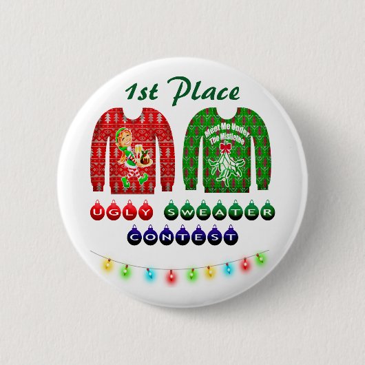 Oegandige kerstfeestdag 1e plaats winnaar ronde button 5,7 cm (Voorkant)