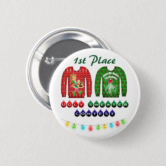 Oegandige kerstfeestdag 1e plaats winnaar ronde button 5,7 cm (Voorkant /achterkant)