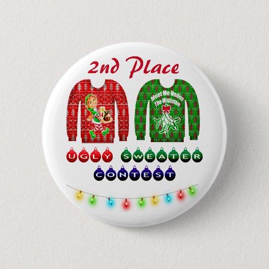 Oegandige kerstfeestdag 2e plaats winnaar ronde button 5,7 cm (Voorkant)