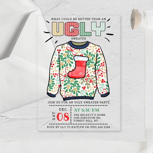 Oegandige kerstfeestdag acryl uitnodigingen