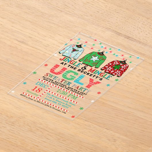 Oegandige kerstfeestdag acryl uitnodigingen (Laagn)