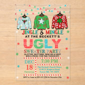 Oegandige kerstfeestdag acryl uitnodigingen (Voorkant)