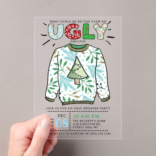 Oegandige kerstfeestdag acryl uitnodigingen (Insitu (Draagbaar))