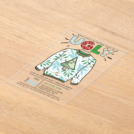 Oegandige kerstfeestdag acryl uitnodigingen (Laagn)