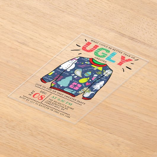 Oegandige kerstfeestdag acryl uitnodigingen (Laagn)