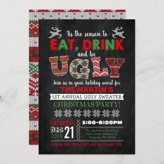 Oeganzige kerstfeestdag kaart (Voorkant / Achterkant)