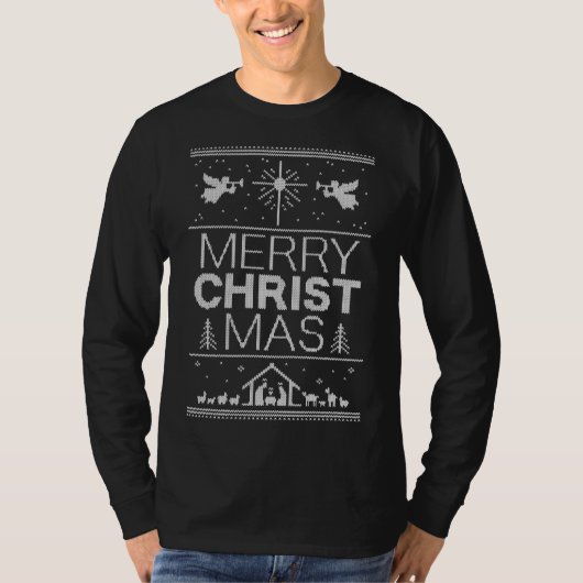 Oegenaamd kerstliefhebber Merry Christus Mas Relig T-shirt (Voorkant)