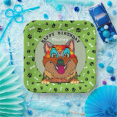 Oegendraf hondgezicht Akita verjaardagspapier Bord (Feest)