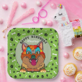 Oegendraf hondgezicht Akita verjaardagspapier Bord (Feest)