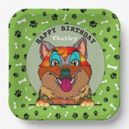 Oegendraf hondgezicht Akita verjaardagspapier Bord