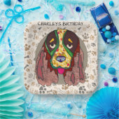 Oeglef aan het gezicht van Springer Spaniel verjaa Papieren Bordje (Feest)