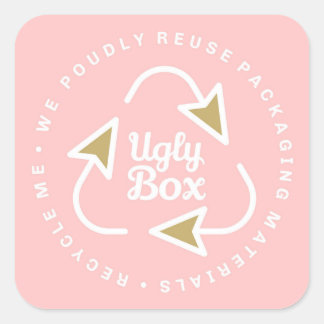 Oegly Box Recycled Packaging Sticker Roze en bruin