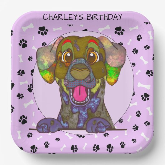 Oegly hondengezicht Dalmatiaanse verjaardagspapier Papieren Bordje (Voorkant)