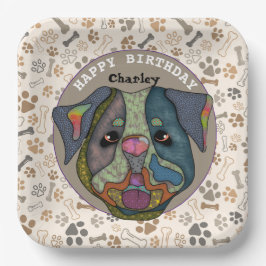 Oegly hondgezicht Bulldog verjaardag Papieren Bordje