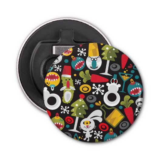 Oegly Kerstmis en Happy Nieuwjaar Button Flesopener (Voorkant)