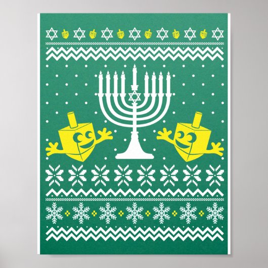 Oegly Kerstmis Hanukkah Sweater - Happy Hanukkah Poster (Voorkant)