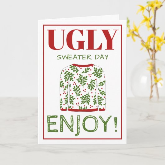 Oegly Sweater Kerstgroet Kaart (Gele Bloem)