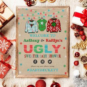 Oegly Sweater Kerstmis Baby shower Welkom Poster