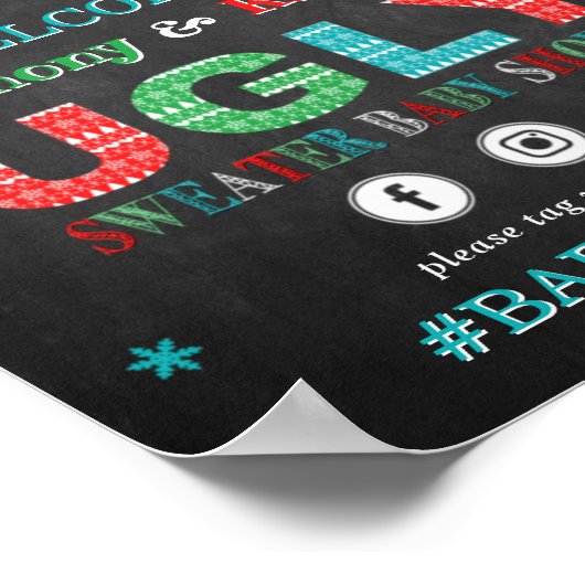 Oegly Sweater Kerstmis Baby shower Welkom Poster (Hoek)