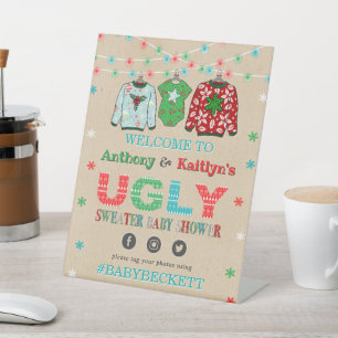 Oegly Sweater Kerstmis Baby shower Welkom Reclamebord Met Voetstuk