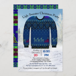 Oegly Sweater Kerstparty, Blue with Deer, ZPR Kaart