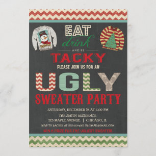 Oegly Sweater kerstparty Eat Drink Tacky Kaart