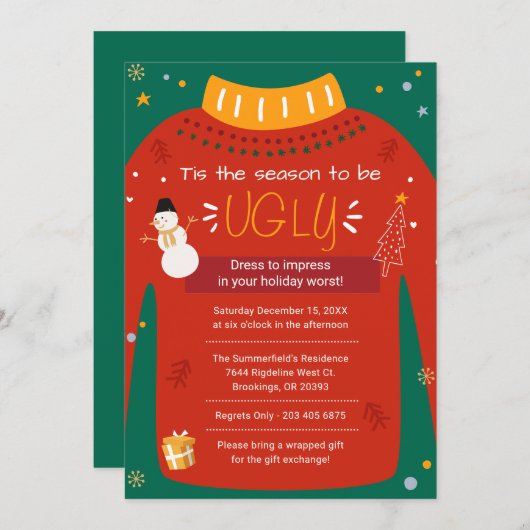 Oegly Sweater Kerstparty Modern Kaart (Voorkant / Achterkant)