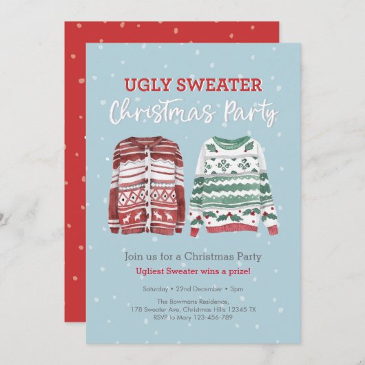 Oegly Sweater Kerstparty Uitnodiging (Voorkant / Achterkant)