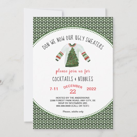 Oegly Sweater Kerstparty-uitnodiging Kaart (Voorkant)