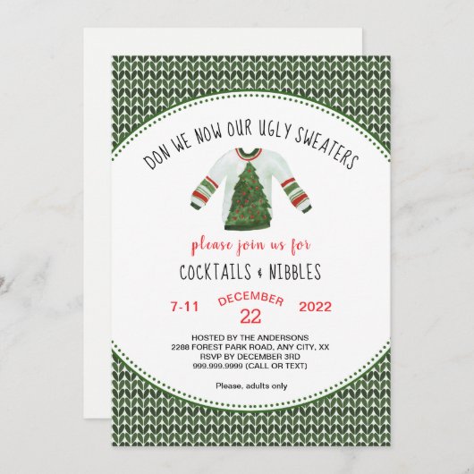 Oegly Sweater Kerstparty-uitnodiging Kaart (Voorkant / Achterkant)