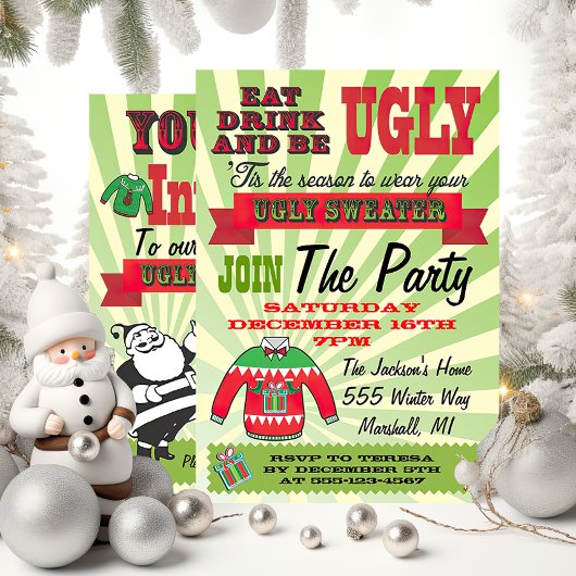 Oegly sweater Kerstparty Uitnodigingen