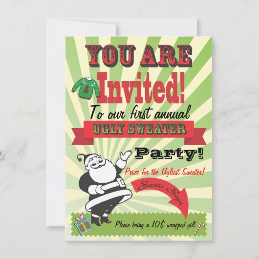 Oegly sweater Kerstparty Uitnodigingen (Voorkant)