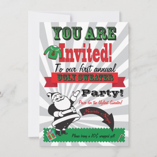 Oegly sweater Kerstparty Uitnodigingen (Achterkant)