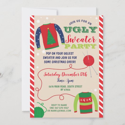 Oegly Sweater Party Feestdagen Uitnodigen Kaart (Voorkant)
