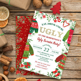 Oegly Sweater Party Greenery Red Kerstfeestdag Kaart