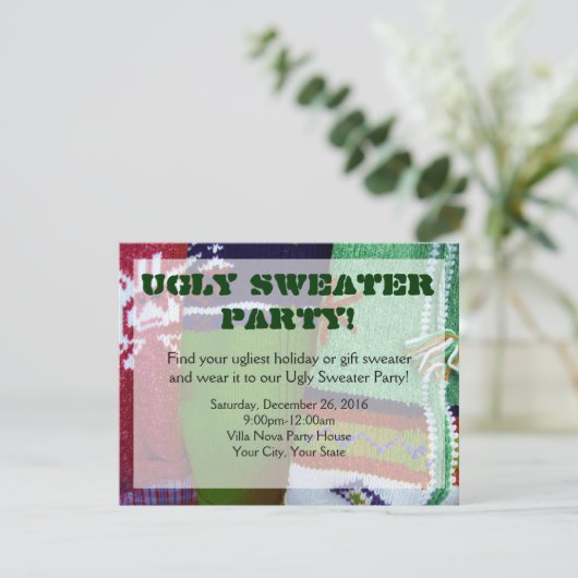 Oegly Sweater Party Invitations Kaart (Staand voorkant)