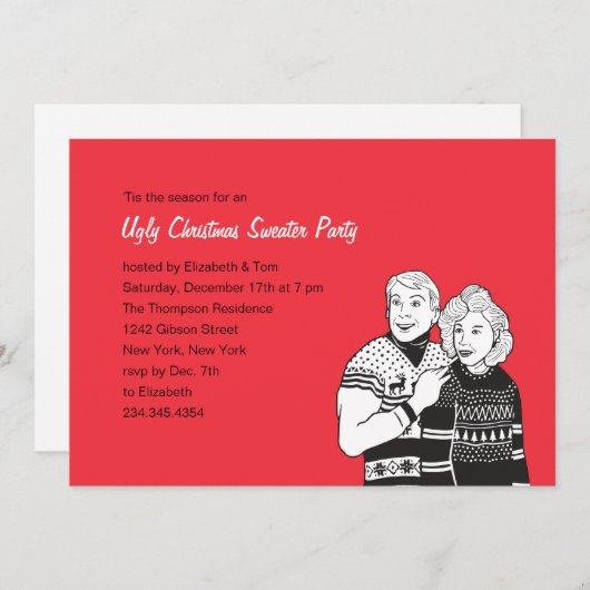 Oegly Sweater Party Invitations Kaart (Voorkant / Achterkant)