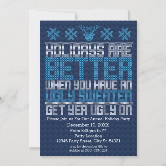Oegly Sweater Party Invitations Kaart (Voorkant)