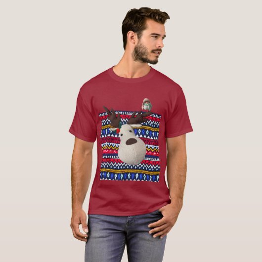 Oegly Sweater T-shirt Reindeer en grappige vogel p (Voorkant volledig)