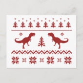 Oegly T-Rex Dinosaur kerstkeuter Feestdagenkaart (Voorkant)