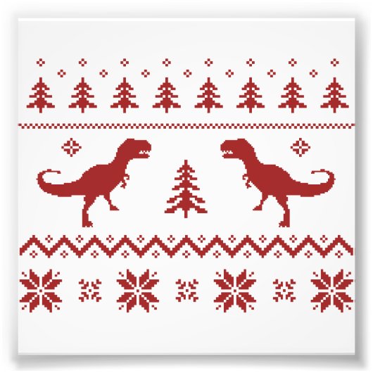 Oegly T-Rex Dinosaur kerstkeuter Foto Afdruk (Voorkant)