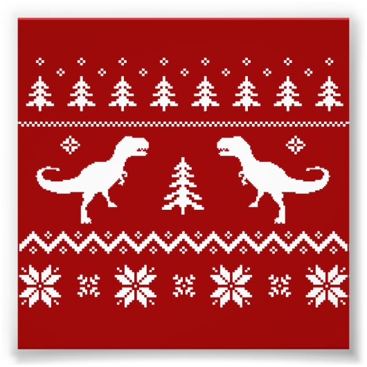 Oegly T-Rex Dinosaur kerstkeuter Foto Afdruk (Voorkant)