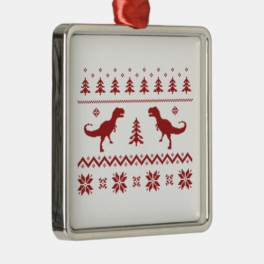 Oegly T-Rex Dinosaur kerstkeuter Metalen Ornament (Rechts)