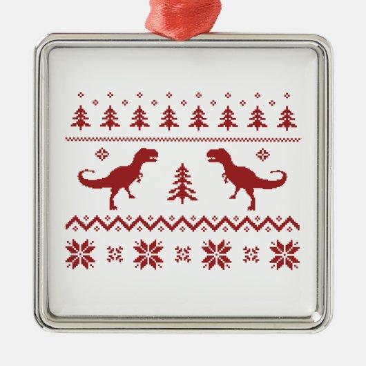 Oegly T-Rex Dinosaur kerstkeuter Metalen Ornament (Voorkant)